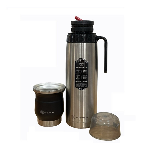 Set Acero Termolar Termo 1 Lt. Revolution + Mate Tupi