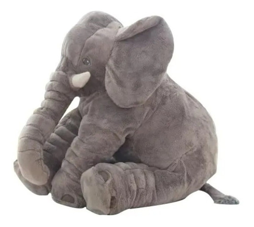 Almofada Elefante Travesseiro Pelúcia Bebê Dormir Cinza 60cm