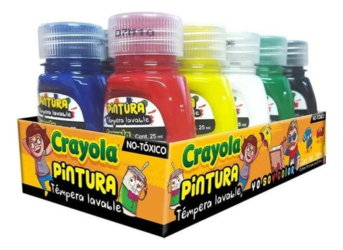 10 Frasco Pintura Tempera Lavable Colores Niños 25ml Crayola