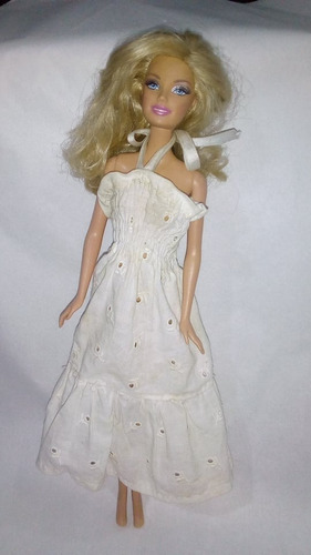 Muñeca Barbie Con Vestido Blanco Año 1998 Tal Fotos 