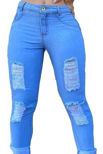 Calça Jeans Feminina Cintura Alta Escura Manchada Cj005 | Mercado Livre