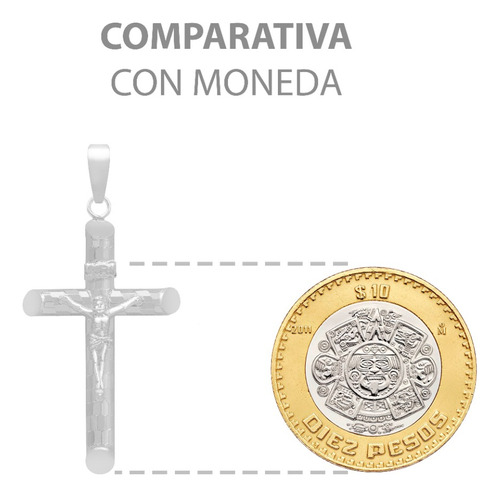 Dije Cruz Tubular Diamantado Ajedrez Cristo Plata 925 4.5 Cm Plateado