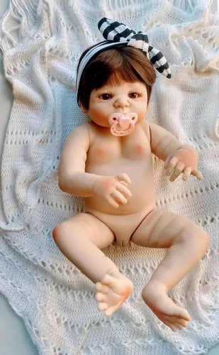 Boneca bebe reborn menina original toda silicone linda 55 cm nova