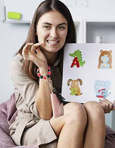 Llavero De Silicona Para Mujer, Pulsera Elástica Con Cuentas