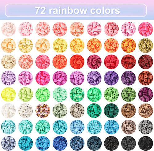 9000 Cuentas De Arcilla De 72 Colores For Hacer Pulseras,