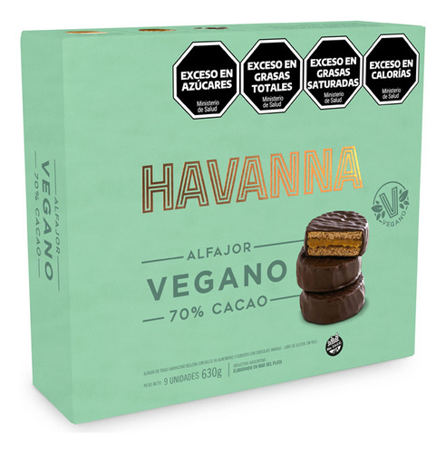 Caja Alfajor Vegano Havanna 70% Cacao Con Dulce De Almendras