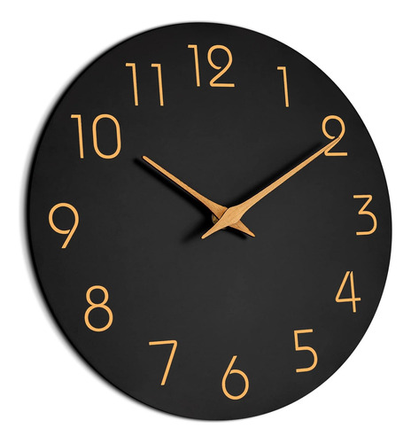 Reloj P/ Pared Mosewa , Analógico, Negro Y Amarillo, 25.40cm