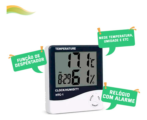 Relógio Termo Higrômetro Termômetro Digital Com Sensor Embutido Medidor De Umidade E Temperatura Do Ar Termo-higrômetro Htc-1 Tumblr