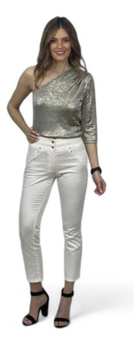 Pantalon Slim Gabardina Mujer Give Blanco