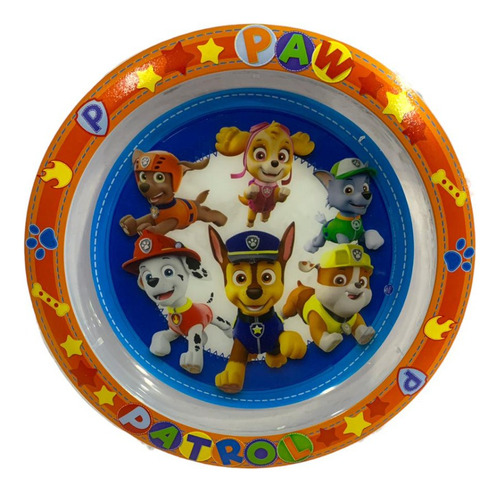 Plato Playo Niños Niñas Y Bebes Diseño Paw Patrol Resistente