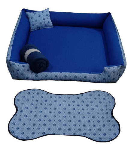 Cama Para Cachorros Grandes Kit Para  Pet Gg Cama 95x95cm Cor azul coroa