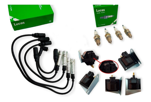 Kit Cables+bujias+bobina Volkswagen Saveiro 97/09 1.6 Mi