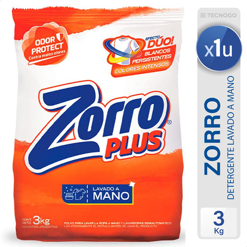 Detergente En Polvo Zorro Plus Lavado A Mano - Mejor Precio