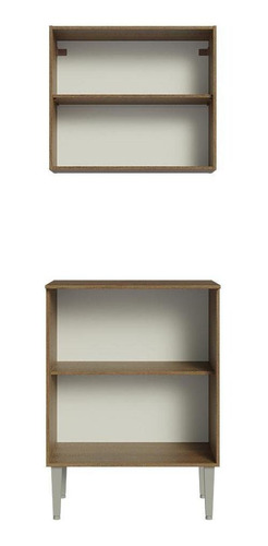 Kit Armário Aéreo E Balcão 64cm Rustic/cinza Madesa Emilly