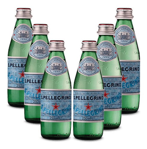 Kit 06 Unidades Água Mineral S. Pellegrino Gaseificada 250ml