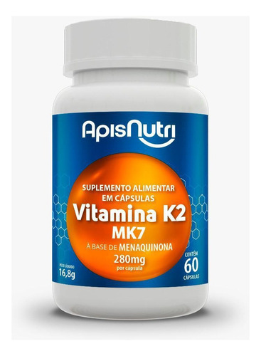 Vitamina K2 Mk7 130mcg 7x 60 Cápsulas 200% I D R Máximo1/dia Sabor Sem Sabor