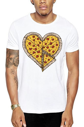 Imagen 1 de 3 de Polera Pizza Heart Corazón Blanca