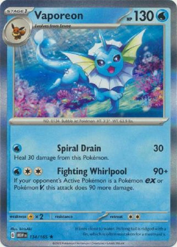 Vaporeon 134/165 Holo Raro Pokemon Tcg