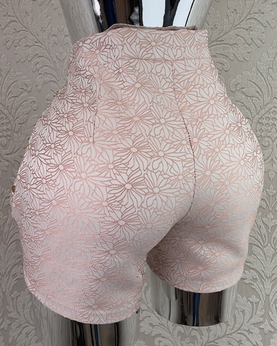 Short De Vestir Corto Casual Bordado Floral Satinado Fresco