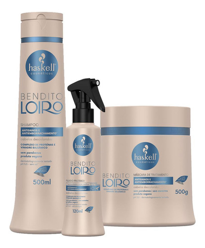 Kit Haskell Bendito Loiro - Shampoo + Máscara + Fluído