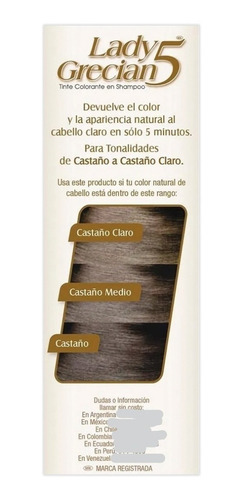 Tinte Lady Grecian 5 Para Cabello Claro A Castaño Claro