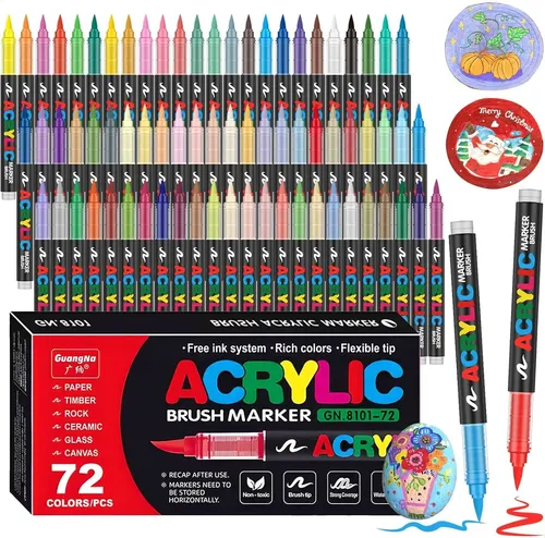 MarcadoresAcrílicos72ColoresBrushPuntaImpermeable
