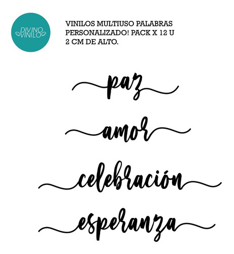 Imagen 2 de 2 de Vinilo De Corte Palabras Personalizado Navidad Pack X 12 U