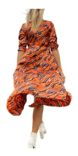 Vestido Camisero Con Botones Hasta El Piso Kimono