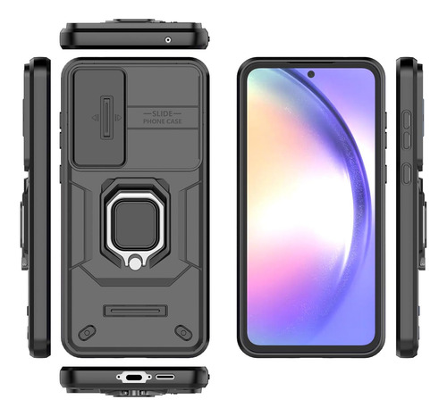 Funda Uso Rudo Cámara Protección Para Galaxy A55 5g+ Mica Negro Samsung Galaxy A55 5g