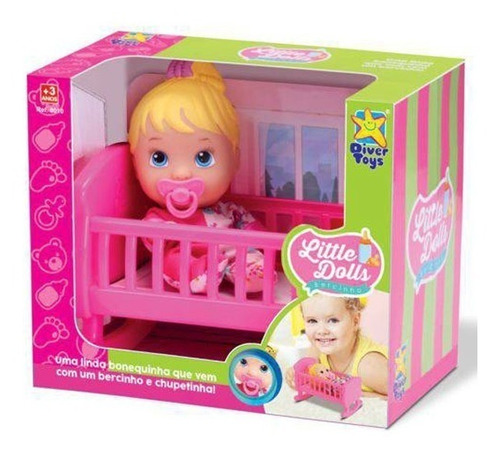 Muñeca Con Cuna Y Chupete Dulces Sueños Little Dolls Premium