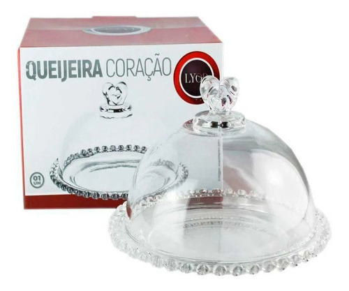 Queijeira Com Tampa De Cristal Coração 19,5x13cm Lyor Cor Transparente