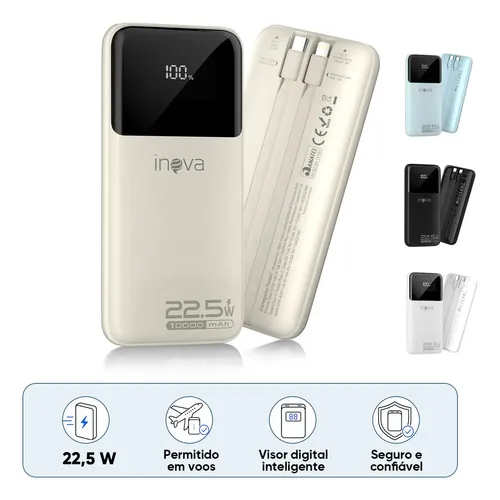 Carregador Portátil Inova Power Bank 10000mAh para iPhone e Samsu...