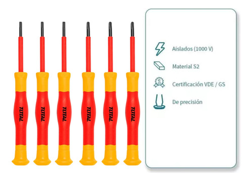 Destornillador Dieléctrico 1000v Jgo 6pz De Precision Total