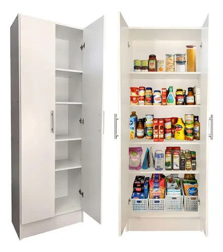 Despensero Cocina 2 Puertas 180 Forrado Mueble Organizador Color Blanco