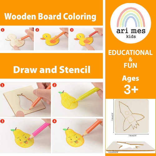 Ari Mes Prima De Madera Dibujo Plantillas Kit Para Niños - 5