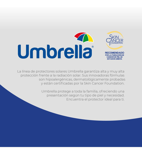 Imagen 2 de 2 de Protector Solar Umbrella Fps50+ 225g Muy Resistente Al Agua