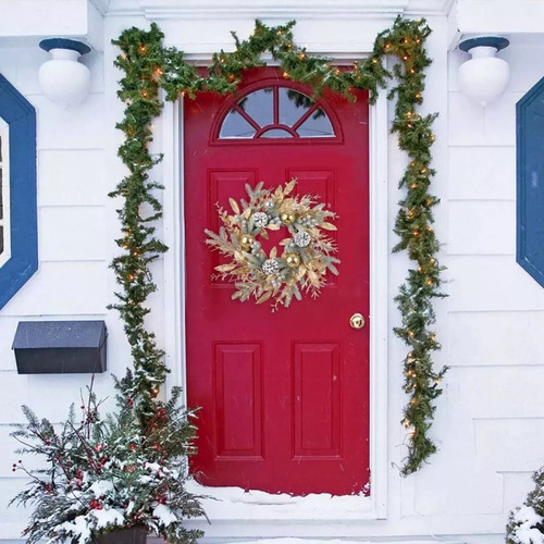 Para Corona Navidad Para Puerta Principal, Corona Dorada