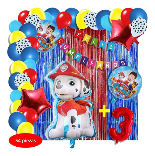 Arco Globos Decoracion Patrulla Canina Rojo Azul Dalmata