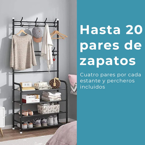 Organizador Perchero Y Zapatera Multifuncional Con 4 Niveles