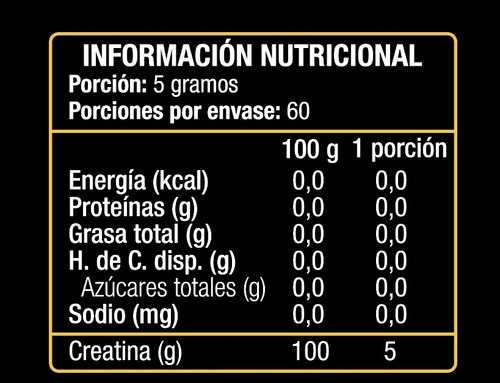 100% Creatina Monohydrate Polvo 300 Gramos