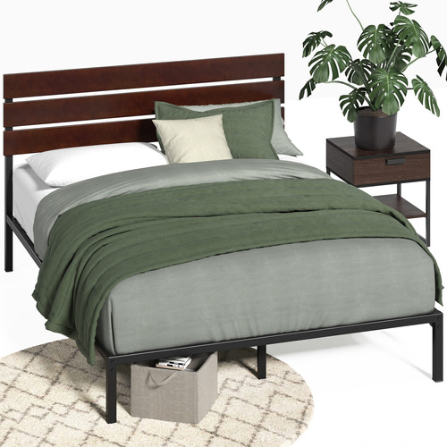 Zinus Figari - Base De Cama Con Plataforma De Bambu Y Metal,