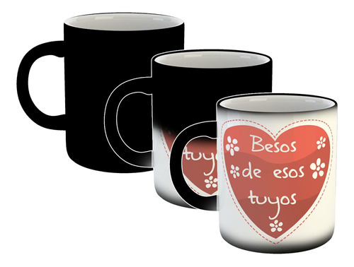 Taza Magica Frase Besos De Esos Tuyos Corazon Love Heart