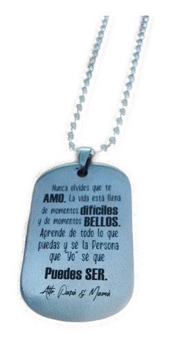 Imagen 3 de 4 de Placa Para Hijos (estilo Dog Tag) Con Grabado Láser Personal