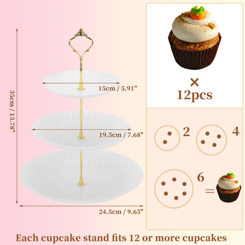 Soporte Base Para Cupcakes 3 Niveles Con Varilla Dorado
