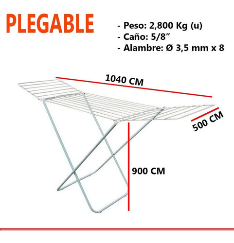 Imagen 2 de 5 de Tender Ropa De Pie Plegable 8 Varillas Tendedero Con Alas