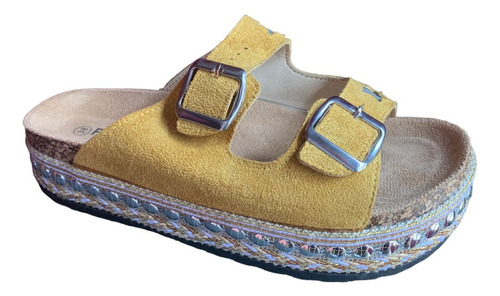 Sandalias Amarillo Mostaza Con Plataforma. Full Tendencia