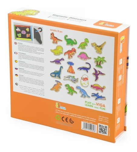 Imagen 2 de 2 de Imanes De Dinosaurios Para Niños De Madera Viga