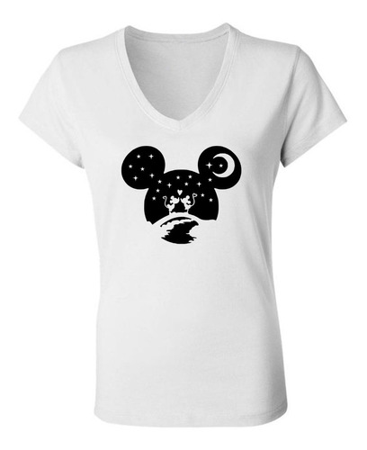 Remera Minnie Y Mickey Love Mujer Escote V 