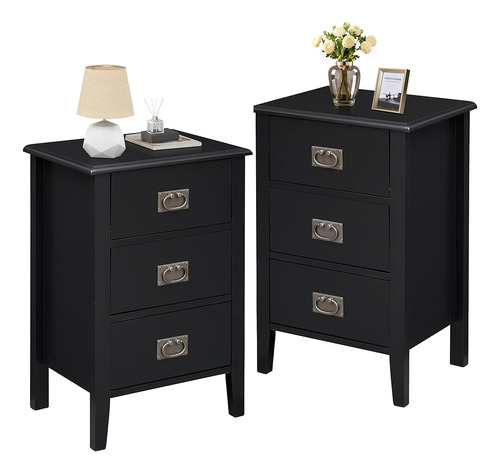 Vecelo Nightstand Set De 2 Mesas Auxiliares / Auxiliares Sal