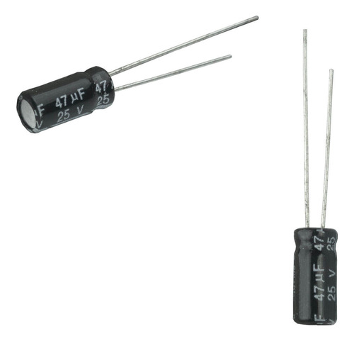 50x Capacitor Eletrolítico 47uf X 25v 105º Kit C/50 Peças